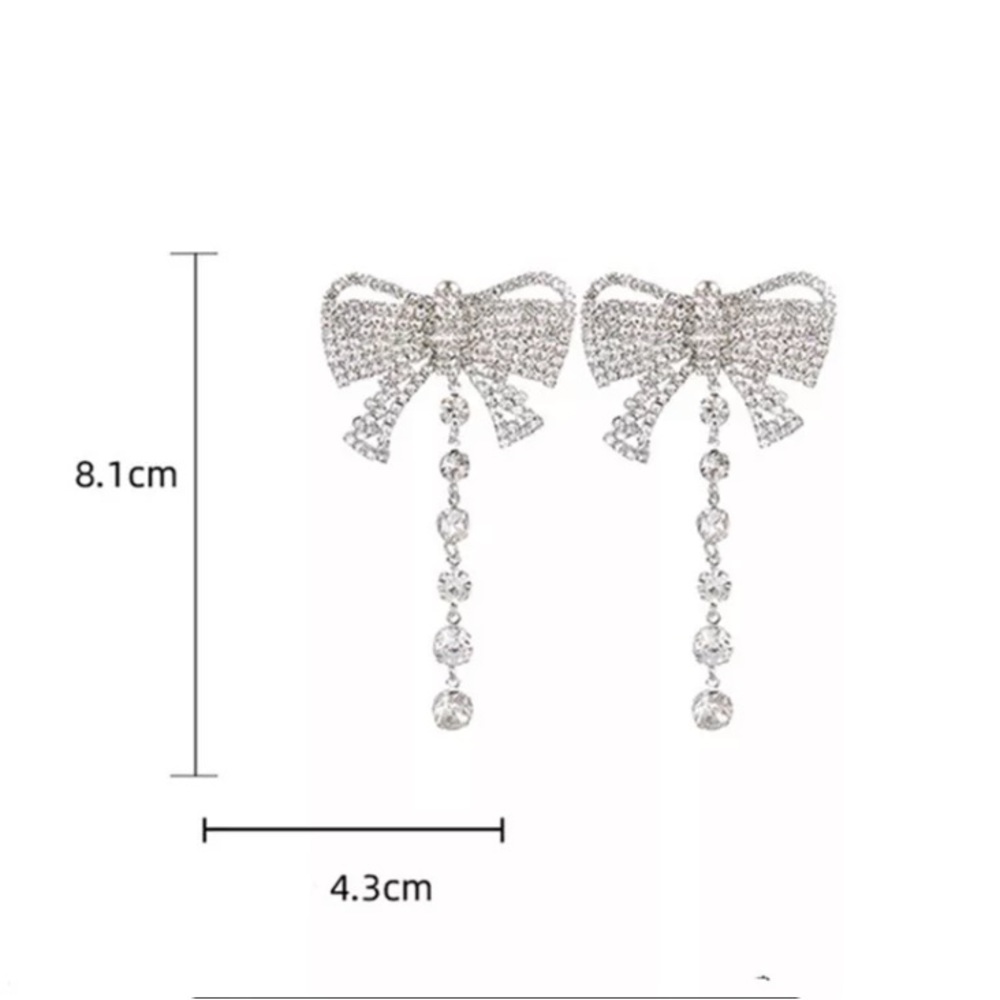 🌟 Rhinestone Bowknot Earrings Long - Picture 5 of 6